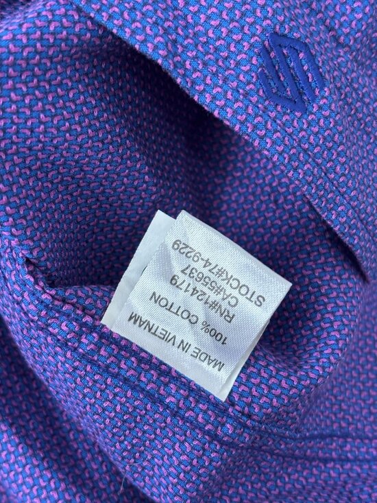 Johnston & Murphy Men's Purple Button Down Dress Shirt Sz 2XL XXL Purple Cotton - Picture 6 of 7